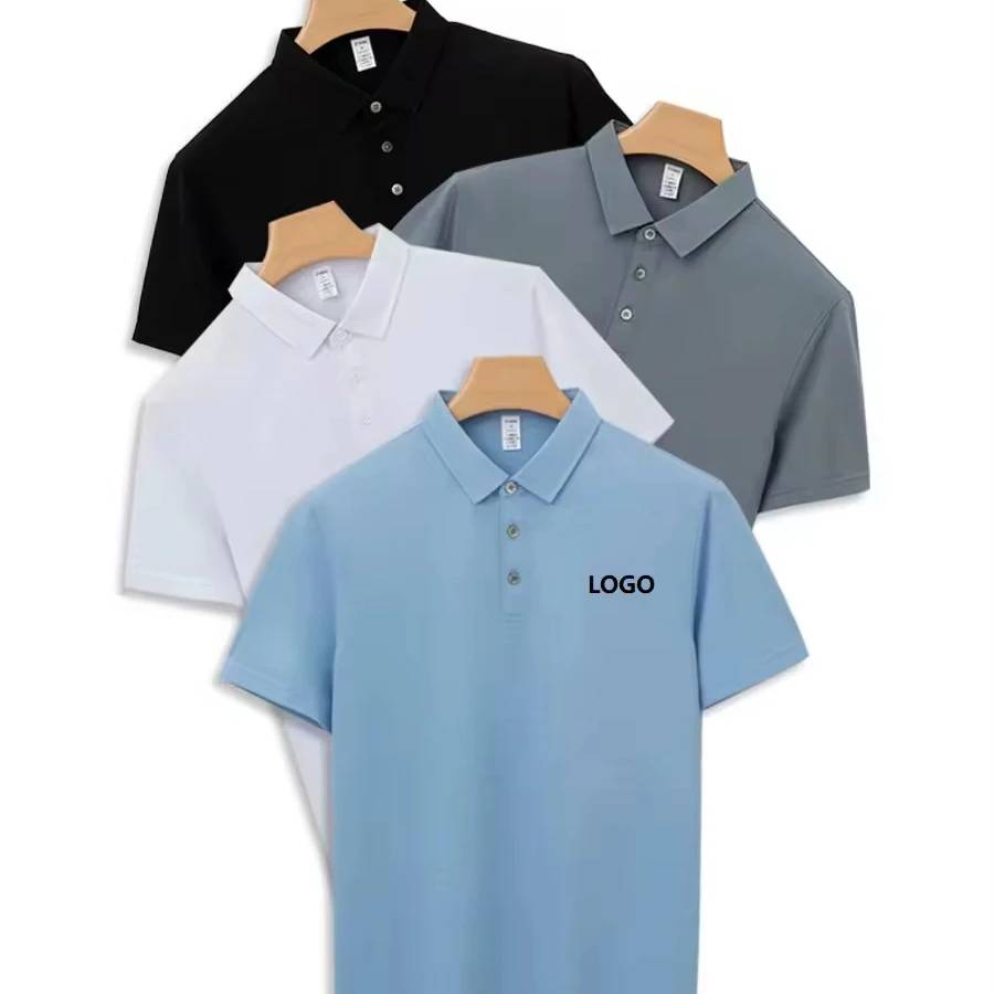 OEM Golf Polo Coolmax Polyester Fiber Ice Silk Fabric Men Cool Touch  Custom Ice Polo Shirts